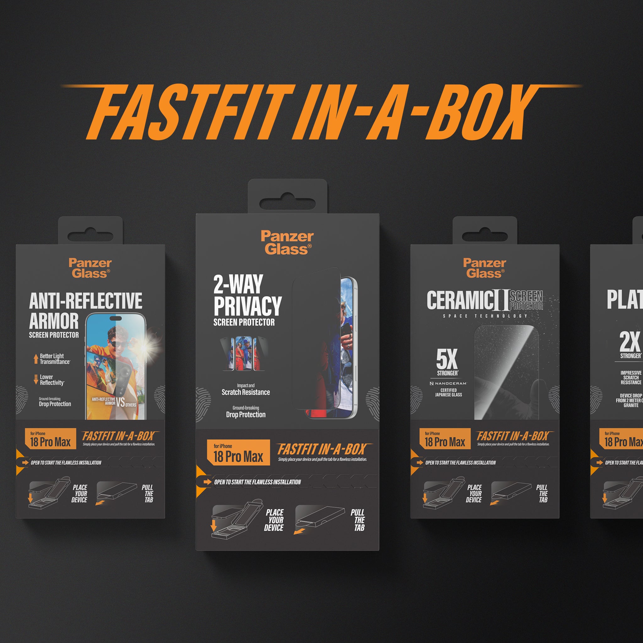 PanzerGlass® Screen Protector iPhone 18 Pro Max | 17 Pro Max | Ultra-Wide Fit w. FASTFIT IN-A-BOX